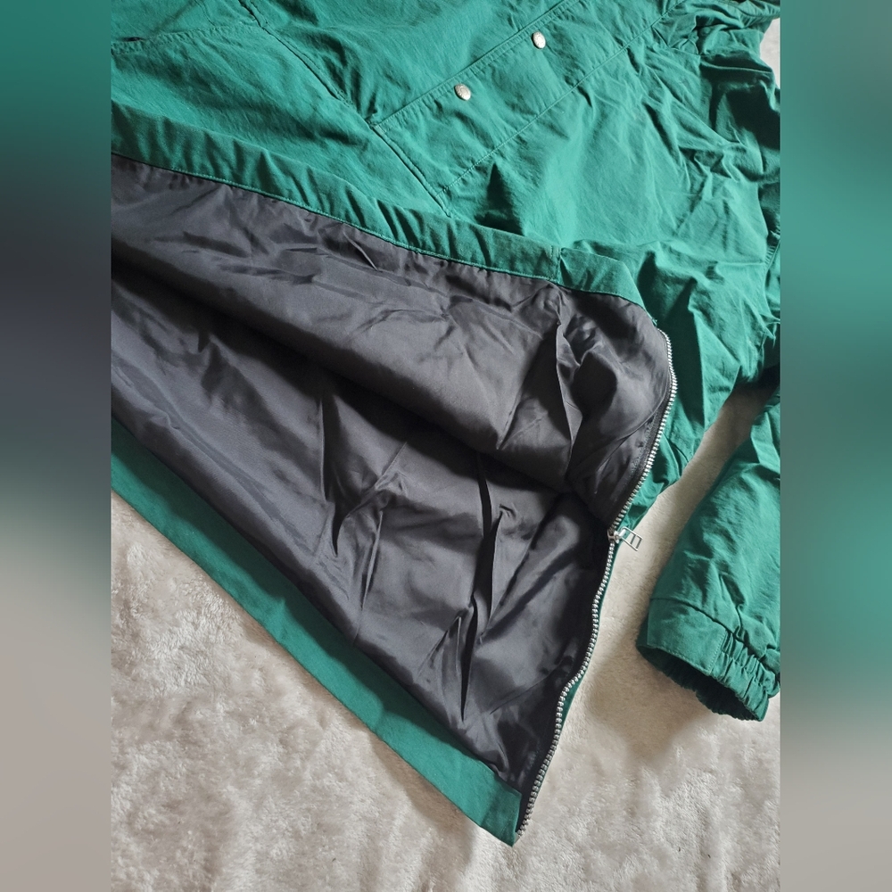 Mens Pullover Anorak XL Green Soft Shell Windbreaker Hooded Woolrich - Picture 3 of 12